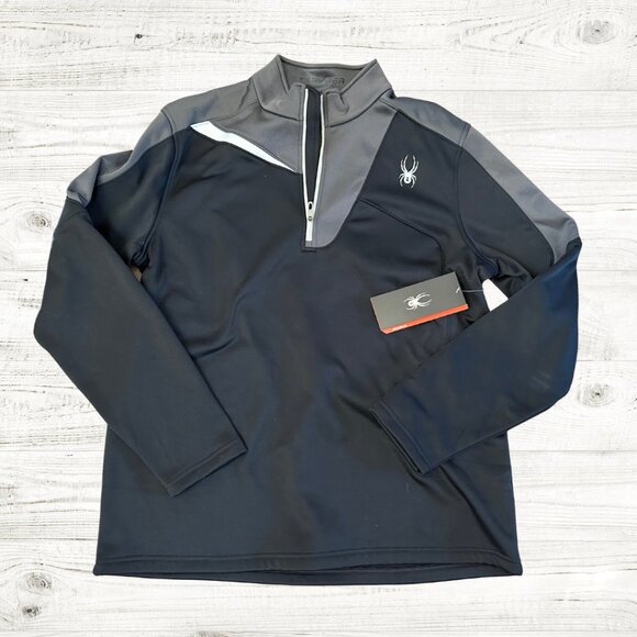 Spyder Charger Therma Quarter Zip Stretch T-Neck Black and Grey Coat XL - Picture 1 of 4